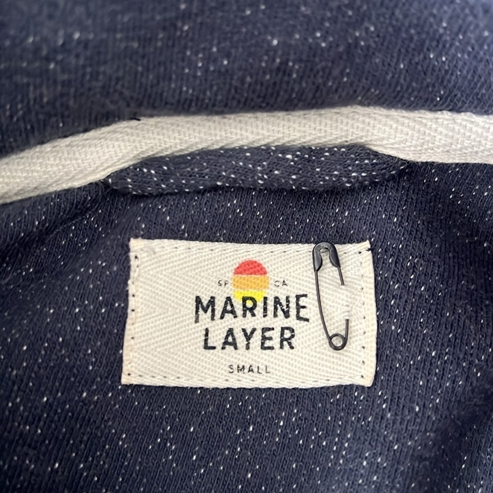 Marine layer Blue textured quarter button Pullover - Picture 3 of 8